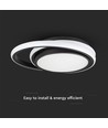 Plafonnier LED designer 24W - Ø31cm, 4000K, noir, design double cercle, IP20