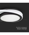 Plafonnier LED designer 24W - Ø31cm, 4000K, noir, design double cercle, IP20