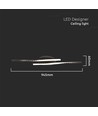 Plafonnier LED designer 12W - 105lm/W, 94,5cm, finition noire, blanc chaud, 3000K