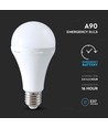 Ampoule de secours LED E27 15W avec batterie - A90, 4000K, 3,5-4,5 heures d'autonomie, utilisable comme lampe de poche