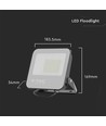 Projecteur LED 50W - 185lm/W, Boîtier noir, verre gris, 4000K, lampe de travail