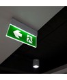 Éclairage de secours 4 en 1 suspendu - panneau EXIT, bouton d'auto-test, fixation mur/plafond/suspension câble, 6000K
