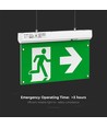 Éclairage de secours 4 en 1 suspendu - panneau EXIT, bouton d'auto-test, fixation mur/plafond/suspension câble, 6000K