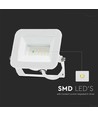 Projecteur 20W - puce Samsung, 3000K, boîtier blanc, verre blanc