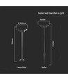 Spot de jardin solaire LED 2W avec piquet - IP65, 3-en-1 CCT, noir, détecteur de mouvement, pied en aluminium