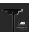 Spot de jardin solaire LED 2W avec piquet - IP65, 3-en-1 CCT, noir, détecteur de mouvement, pied en aluminium