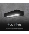 Applique murale solaire LED 6W avec détecteur - 900lm, IP65, noir, 4000K, avec batterie