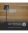 Lampe de table LED rechargeable 1,5W, noir - 150lm, 3-en-1 CCT, tactile dimmable, 5V, batterie incluse
