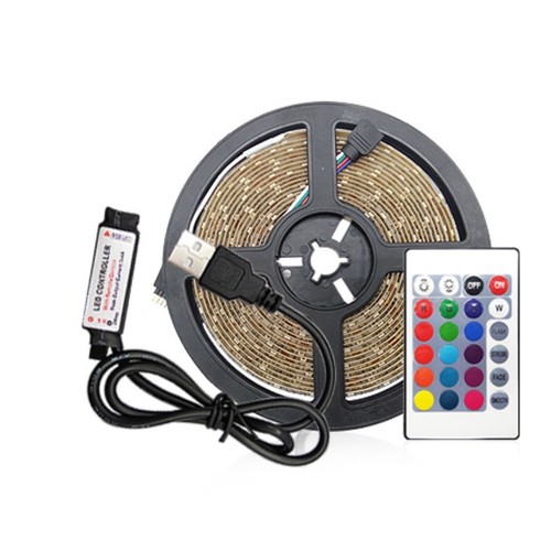 Ruban LED RGB USB 1m pour TV et PC - Avec contrôleur et télécommande, 60 LED par mètre