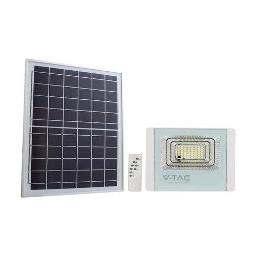Projecteur LED Panneau Solaire 50W - 6400K, Boîtier Blanc