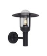 Applique murale E27 avec verre clair - Noir mat, IP44, aluminium, sans source lumineuse