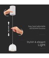 Suspension LED 8,5W, Ø10cm - Gris clair, 850lm, touch on/off, câble réglable, source lumineuse incluse