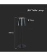 Lampe de table LED rechargeable 1,5W, CCT - Tactile dimmable, USB-C, noir, réglable en hauteur