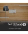 Lampe de table LED rechargeable 1,5W, CCT - Tactile dimmable, USB-C, noir, réglable en hauteur