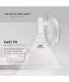 Applique murale hôtel LED 3W + 6W avec liseuse - Blanc, 3000K, boutons on/off, CREE LED