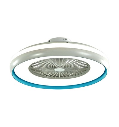 Ventilateur avec lumière de plafond 45W - Contrôle RF, CCT : 3 en 1, moteur AC, anneau bleu