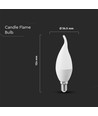 Ampoule LED E14 3,7W - Forme flamme, blanc chaud, remplace 30W