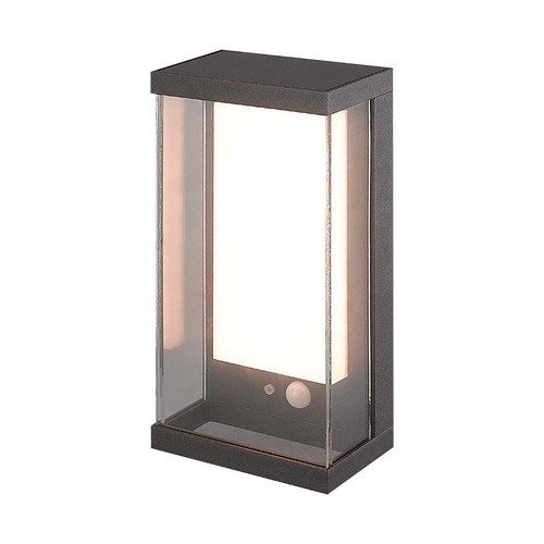 Applique murale Solara 1W avec détecteur - IP65, 3000K, gris foncé, solaire, détecteur de mouvement, extérieur