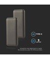 Batterie Externe 10000mAh - 2A, Câble Type C 30cm, Gris