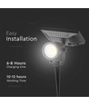 Lampe solaire de jardin V-Tac - Noir, LED COB, avec piquet, IP65
