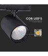 Spot sur rail LED COB 35W - 3000lm, 4000K, 30 degrés, aluminium noir, IP20