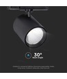 Spot sur rail LED COB 35W - 3000lm, 4000K, 30 degrés, aluminium noir, IP20