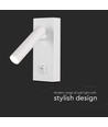 Spot mural LED 2W avec interrupteur, carré - 150lm, 4000K, blanc, 14,5 x 15 cm