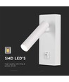 Spot mural LED 2W avec interrupteur, carré - 150lm, 4000K, blanc, 14,5 x 15 cm