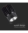 Spot encastrable LED 18W - 1900lm, 6400K, noir, IP20, matériau aluminium