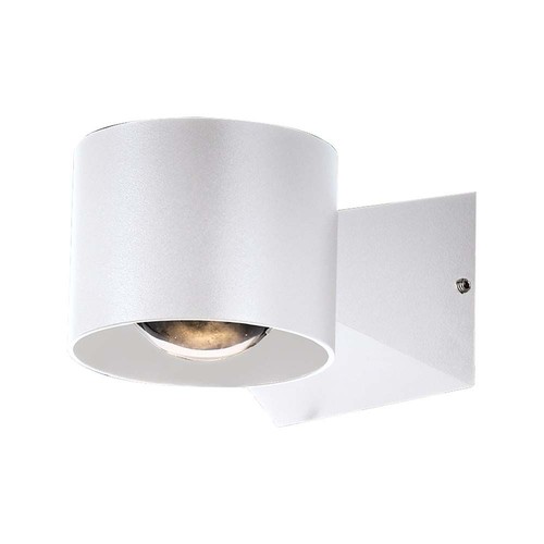 Applique murale blanche 5W, ronde - IP65, 3000K, 93lm/W, éclairage haut/bas, source lumineuse incl.