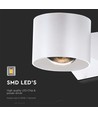 Applique murale ronde blanche 5W avec éclairage haut/bas - IP65, 4000K, source lumineuse incluse