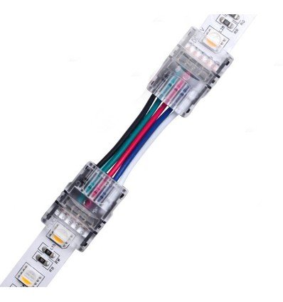 Connecteur avec câble pour bande LED - 12mm, RGB+W, IP20, 5V-24V