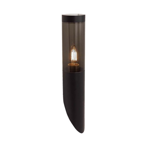 Applique murale inclinée E27 noire, 40cm - IP44, inox, sans source lumineuse, jardin/allée