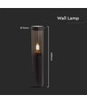 Applique murale inclinée E27 noire, 40cm - IP44, inox, sans source lumineuse, jardin/allée