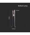V-Tac lampe de jardin E27, IP44 - Plastique fumé, noir, hauteur 45 cm, sans source lumineuse