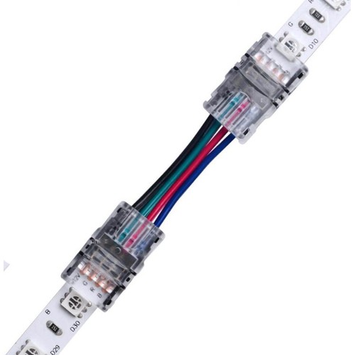 Connecteur avec câble pour bande LED - 10mm, RGB, IP65, 5V-24V