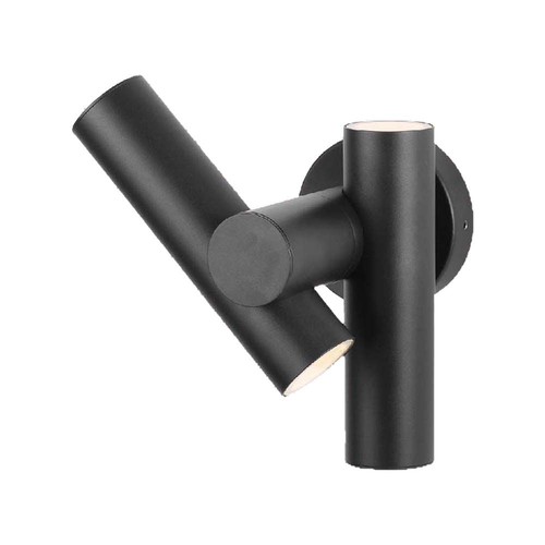 Applique murale spot 2 voies 6W - IP44, noir, 3000K, 90 degrés, réglable, source lumineuse incluse