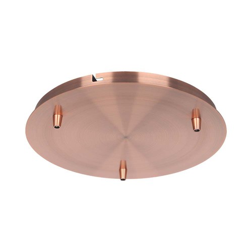 Canopée en cuivre rouge - Ø30cm, hauteur 2,5cm, 3 trous, rosace de plafond