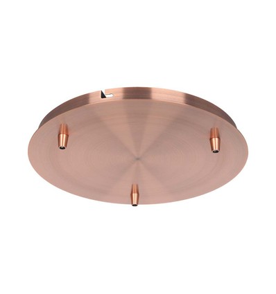 Canopée en cuivre rouge - Ø30cm, hauteur 2,5cm, 3 trous, rosace de plafond