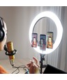 Anneau lumineux LED avec trépied - 55W, Ø44cm, 3 supports pour téléphone, télécommande, 3200K-5800K