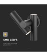 Applique murale 6W avec spot 2 directions - Noir, IP44, angle 90°, réglable, source lumineuse incluse