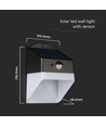 Applique murale solaire 2W - Panda 200lm, batterie lithium 3,7V 1200mAh, 4000K, noir+blanc