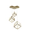 Suspension LED Designer 46W - 3 cubes dorés, 3000K, 4900lm, 56x48,5x156cm