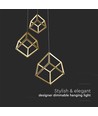 Suspension LED Designer 46W - 3 cubes dorés, 3000K, 4900lm, 56x48,5x156cm