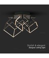 Suspension LED Designer 46W - 4900lm, dimmable, noir, 3000K, blanc chaud