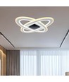 Lustre LED Designer 130W, dimmable - 13600lm, 3-en-1 CCT, télécommande incluse, design noir/blanc
