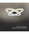 Lustre LED Designer 130W, dimmable - 13600lm, 3-en-1 CCT, télécommande incluse, design noir/blanc
