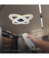 Lustre LED Designer 130W, dimmable - 13600lm, 3-en-1 CCT, télécommande incluse, design noir/blanc