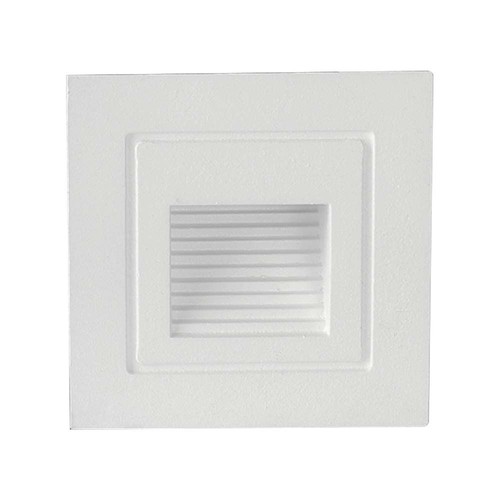 Spot LED escalier encastrable 3W - IP65, blanc chaud, bord blanc, carré, 5,8x5,8 cm