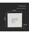 Spot LED escalier encastrable 3W - IP65, blanc chaud, bord blanc, carré, 5,8x5,8 cm